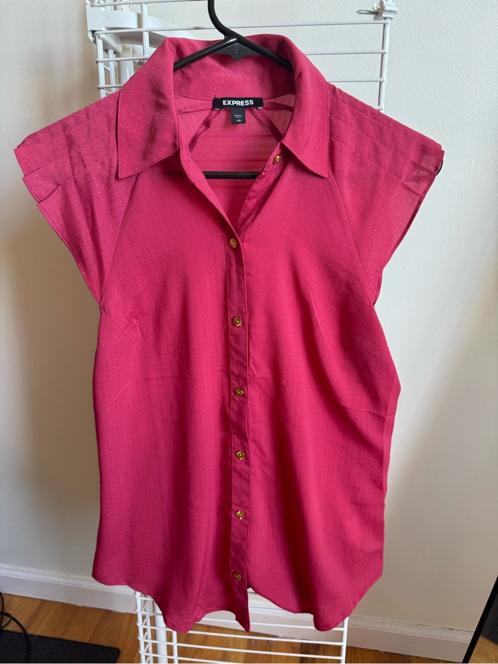 Express Pink Short-Sleeve Button-Down Blouse